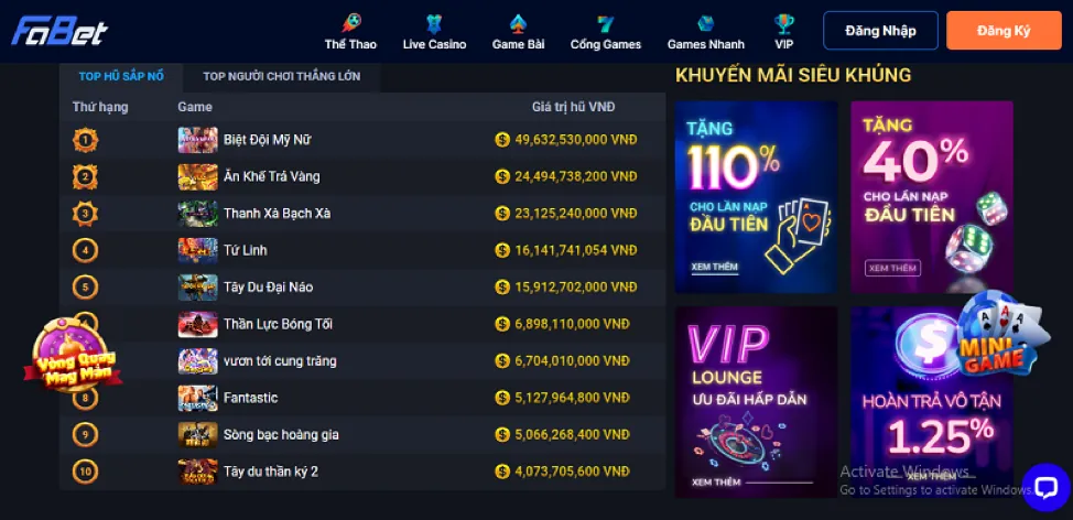 Màn hình Jackpot lớn trên caxeng ios